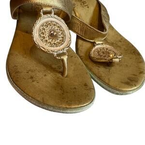 Don Uorri Gold Embellished Thong Sandal Gold Size 7